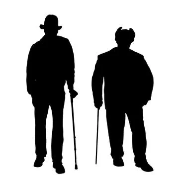 Vector silhouette of old people. Stock Illustration