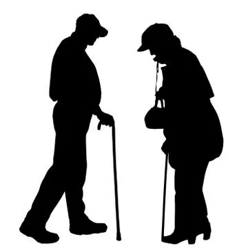 Vector silhouette of old people. Stock Illustration