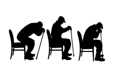 Vector silhouette of old people. Stock Illustration