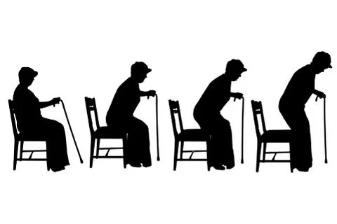 Vector silhouette of old people. Stock Illustration