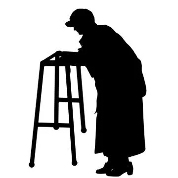 Vector silhouette of old people. Stock Illustration