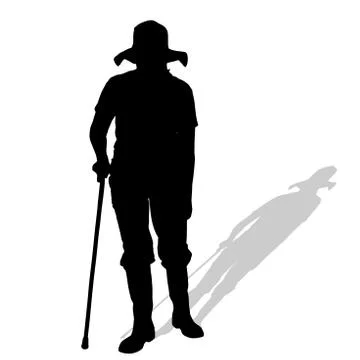 Vector silhouette of old people. Stock Illustration