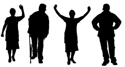 Vector silhouette of old people. Stock Illustration
