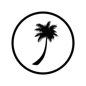 Vector silhouette of palm tree on white background. Symbol of plant, paradise Stock Illustration