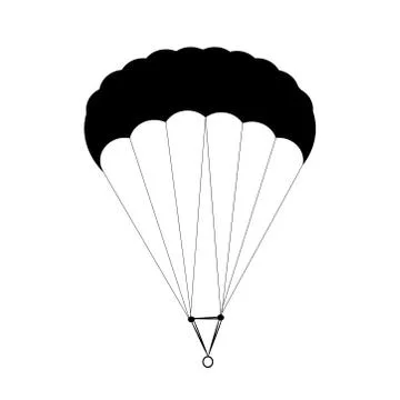 Vector silhouette of parachute on white background. Symbol od sport. 스톡 일러스트
