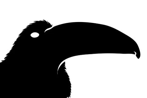 Vector silhouette of parrot on white background. Illustrazione stock