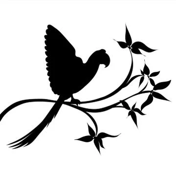 Vector silhouette of parrot on white background. Symbol of animal. イラスト素材