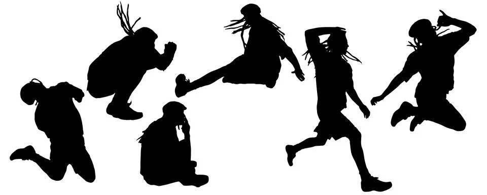 Vector silhouette of people. Illustrazione stock