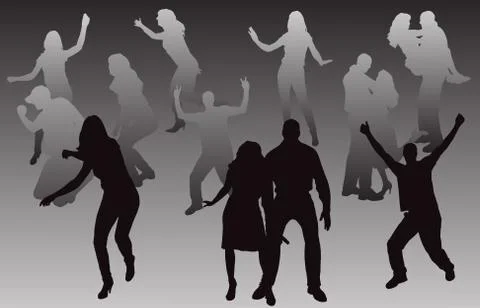 Vector silhouette of people. Illustrazione stock