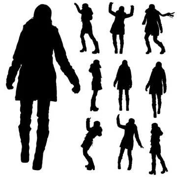 vector silhouette people playing