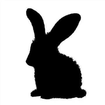 Vector silhouette of rabbit on white background. Symbol of forest animal and  Stock Illustration