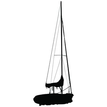 A vector silhouette of a sailboat Illustrazione stock
