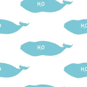 Vector Silhouette Seamless Pattern With Whales In Sketch Style. Greenland right Stock Illustration