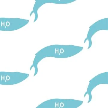 Vector Silhouette Seamless Pattern With Whales In Sketch Style. Blue whale Illustrazione stock