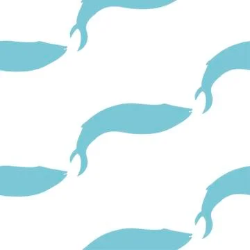 Vector Silhouette Seamless Pattern With Whales In Sketch Style. Blue whale Stock Illustration