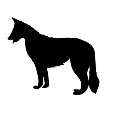 Vector silhouette of shepherd dog standing isolated on white background Stockillustratie