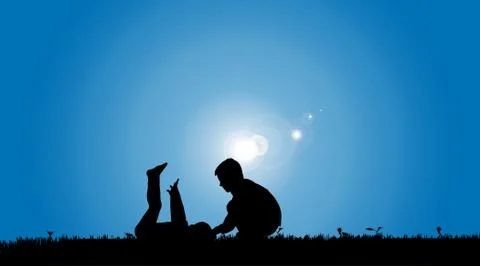 Vector silhouette of a siblings. Stock Illustration