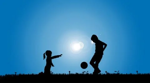 Vector silhouette of a siblings. Stock Illustration