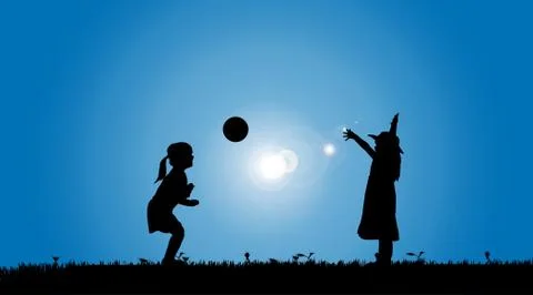 Vector silhouette of a siblings. Stock Illustration