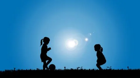 Vector silhouette of a siblings. Illustrazione stock