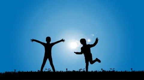 Vector silhouette of a siblings. Stock Illustration