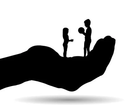 Vector silhouette of a siblings. Stock Illustration