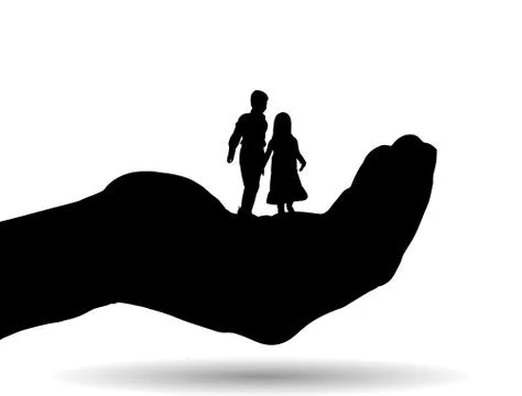 Vector silhouette of a siblings. Stock Illustration