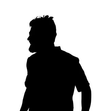 Vector silhouette of a smiling bearded man Stock Illustration