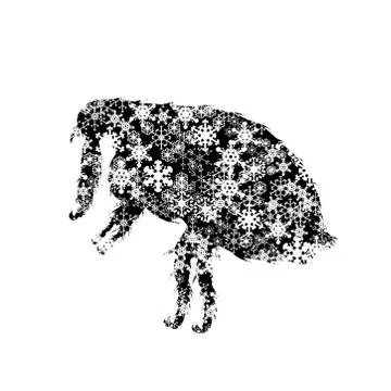 Vector silhouette of snowy flea on white background. Symbol of winter, snowfl Stock-Illustration
