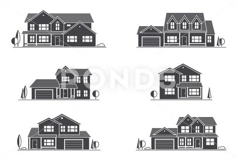 Vector silhouette suburban american house Stock Illustration