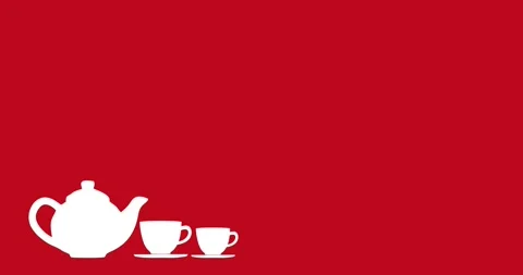 Vector silhouette of a teapot and cup isolated on a red background Stock Footage 340516172