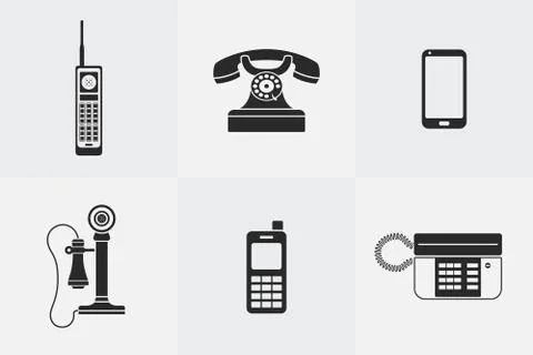 Vector silhouette telephone icons Stock Illustration