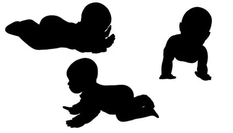 Vector silhouette of a toddler. Stock Illustration