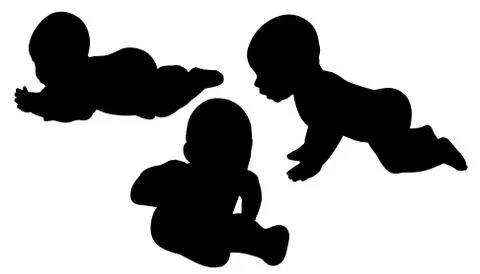 Vector silhouette of a toddler. Illustrazione stock