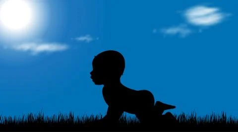 Vector silhouette of toddler. Stock Illustration