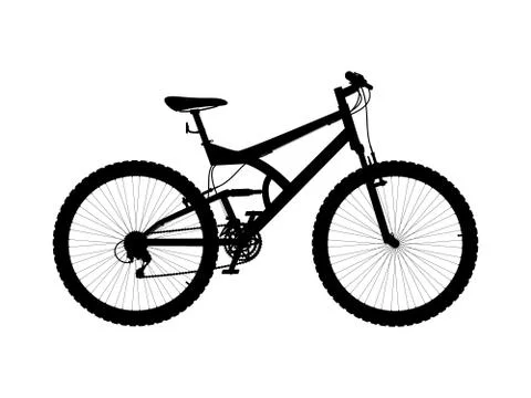 Vector silhouette two suspension mountain bike - vector illustration isolated on Stock Illustration