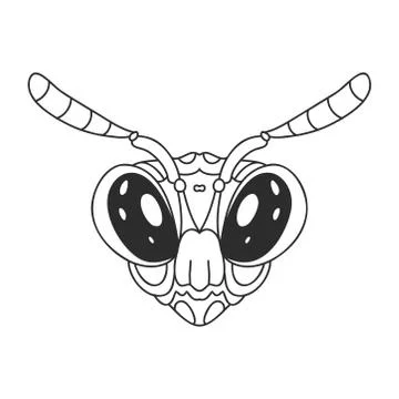 Vector silhouette of wasp head. Black and white logo and maskot Bee head Stock Illustration