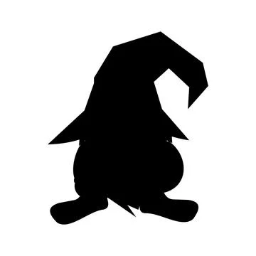 Vector silhouette of witch on white background. Symbol of Halloween Stock Illustration
