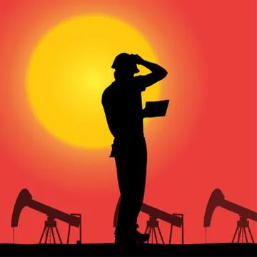Vector silhouette of a worker. Stock Illustration
