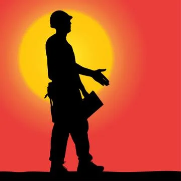 Vector silhouette of a worker. Stock Illustration
