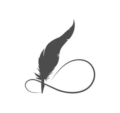 Vector silhouette of a writing pen. Stylish Vintage Feather - Happy Writer Stock Illustration