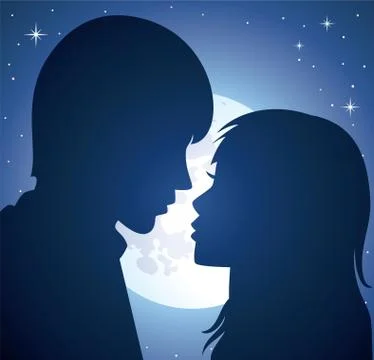 Vector silhouette of young man and woman Stock Illustration