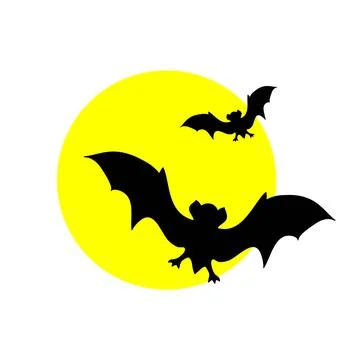 Vector silhouettes of bats on the background of the moon Stock Illustration