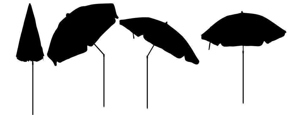Vector silhouettes of beach umbrellas. Stock Illustration