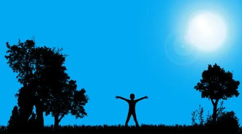 Vector silhouettes of boy. Stock Illustration