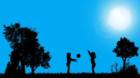 Vector silhouettes of children. Stock Illustration