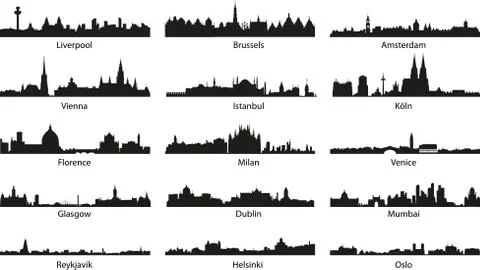 Vector silhouettes of the cities silhouettes Illustrazione stock