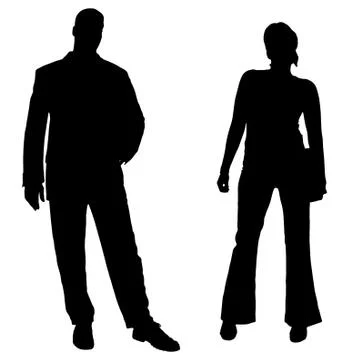 Vector silhouettes of couple. Stock Illustration