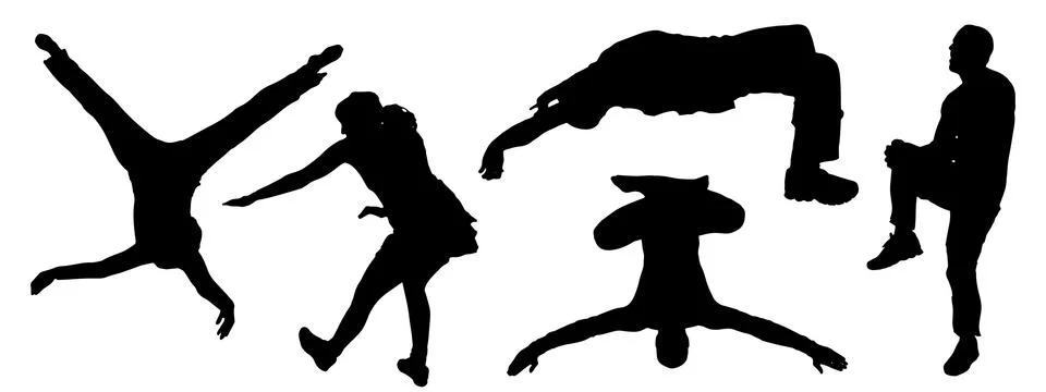 Vector silhouettes of dancing people. Stock Illustration