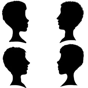 Vector silhouettes of different faces. Stock Illustration